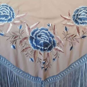 Fleco flamenca nude con flores azules